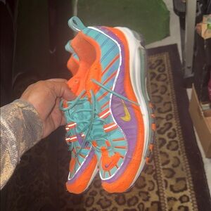 Nike  Sneakers in Orange and Teal with Purple Accents